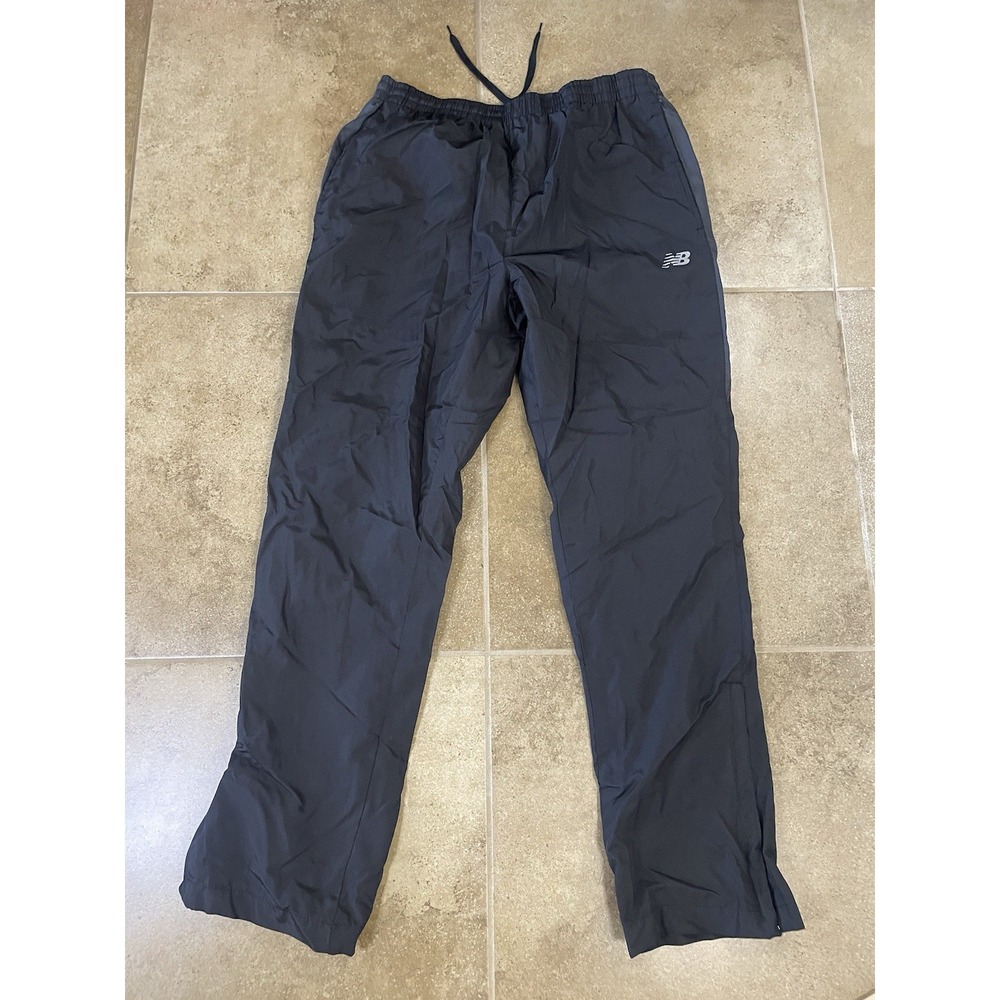 New Balance Pants Mens Size L Black Track Windbreaker Athletic Ankle Zip Jogger